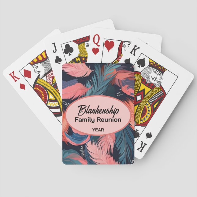 Familjeåterförening Feather Background Papper Namn Casinokort (Baksidan)