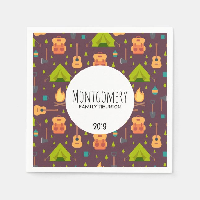 Familjeåterförening för coola Camping Design Pappersservett (Framsidan)