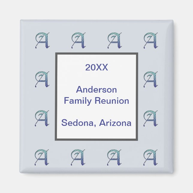 Familjeåterförening för dyrt Keepsaké Blue Brev A Magnet (Framsidan)