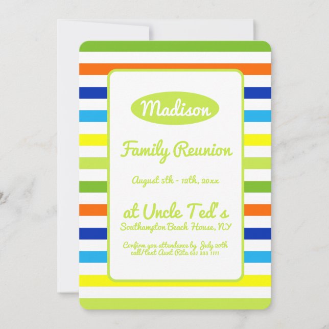 Familjeåterförening för modern Lime Green Rand Inbjudningar (Framsida)