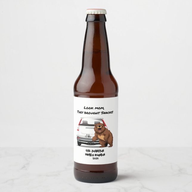 Familjeåterförening för Personlig Camping Bear Ölflaska Etikett (Framsida)