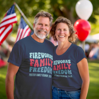 Familjeåterförening för Retro Fireworks-frihet T Shirt