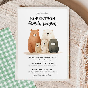 Familjeåterförening för Rustic Watercolor Bear Inbjudningar