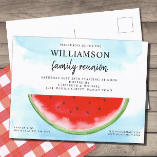 Familjeåterförening för sommartidvattenmelon meddelande vykort