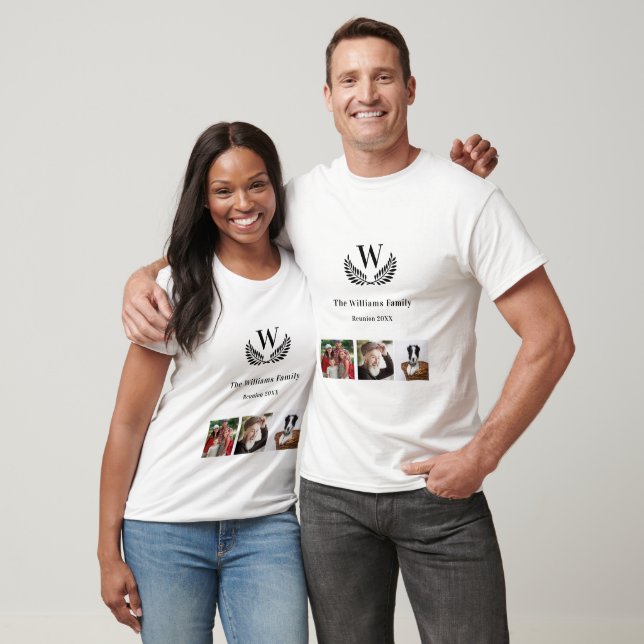 Familjeåterförening, fotokollage monogram t shirt (Unisex)
