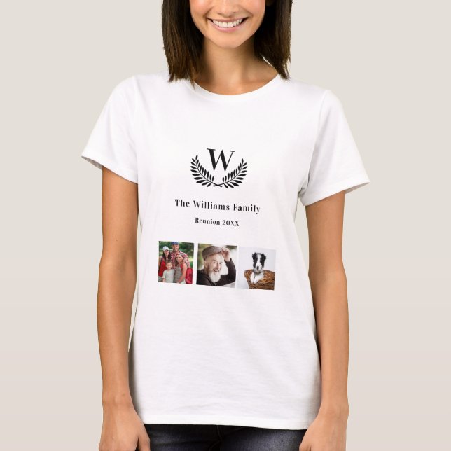 Familjeåterförening, fotokollage monogram t shirt (Framsida)