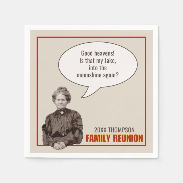 Familjeåterförening | Funny Antique Grandma Photo Pappersservett (Framsidan)