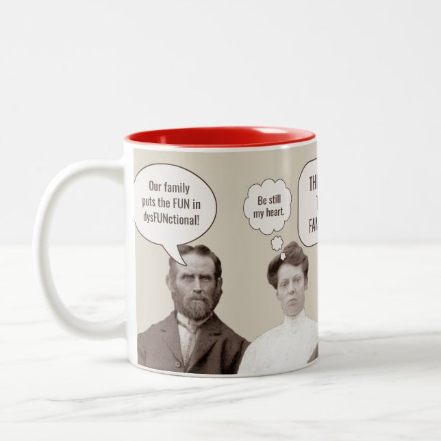 Familjeåterförening | Funny Antique Photo Anpassni Två-Tonad Mugg (Vänster)
