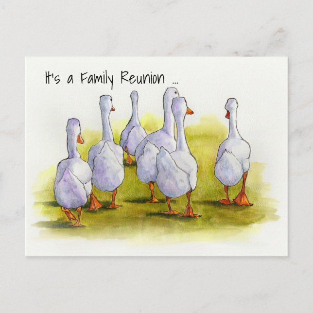 Familjeåterförening, Geese Group, Watercolor Vykort (Framsida)