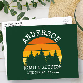 Familjeåterförening Gräs Träd Sunset Grönt Vykort