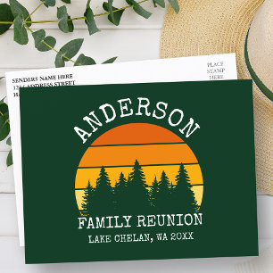 Familjeåterförening Gräs Träd Sunset Grönt Vykort