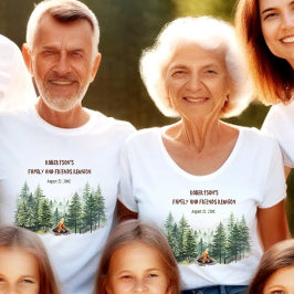 Familjeåterförening Gräs Wood Forest Campfire Namn T Shirt