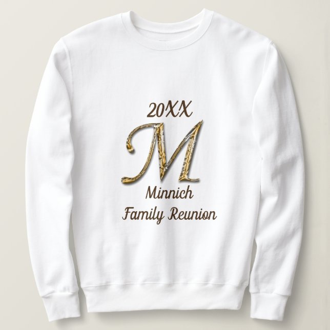 Familjeåterförening Guld Brev M Monogram Keepsaké T Shirt (Design framsida)
