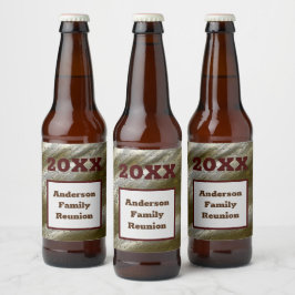 Familjeåterförening Guld Silve Rand Abstrakt Keeps Ölflaska Etikett