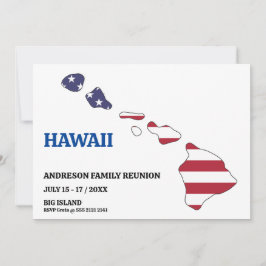 Familjeåterförening 🎉 HAWAII-staten Karta USA fla Inbjudningar