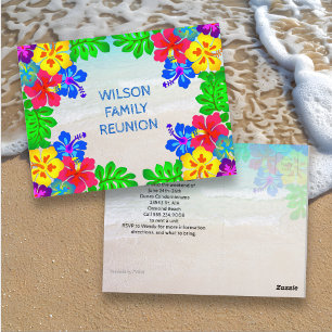 Familjeåterförening i Hawaiian Flowers Gräns Vykort