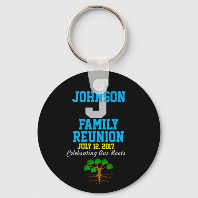 Familjeåterförening i Namn med valfritt datum - Nyckelring (Framsida)