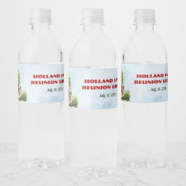 Familjeåterförening i parken vattenflaskor etikett