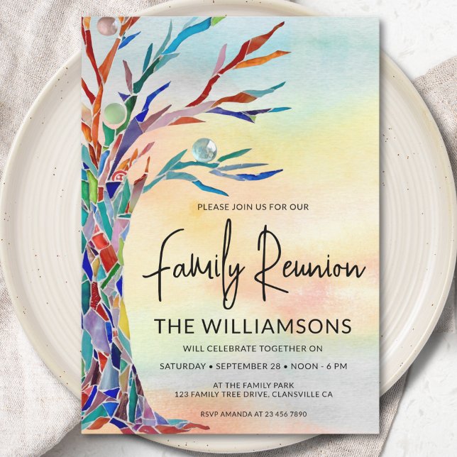 Familjeåterförening i Träd Inbjudningar (Skapare uppladdad)