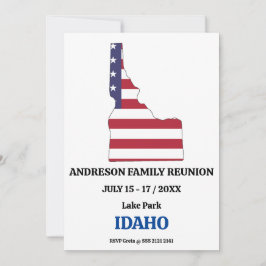 Familjeåterförening 🎉 IDAHO-staten Karta USA flag Inbjudningar