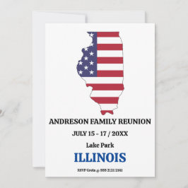 Familjeåterförening 🎉 ILLINOIS-staten Karta USA f Inbjudningar