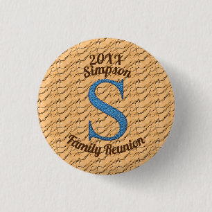 Familjeåterförening Large Blue Brev S Monogram Knapp