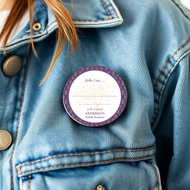 Familjeåterförening Lila Guld Elegant Hej Knapp (Skapare uppladdad)