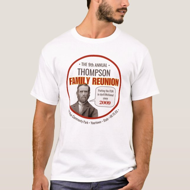 Familjeåterförening | Lustigt gammaldags fotoAnpas T Shirt (Framsida)