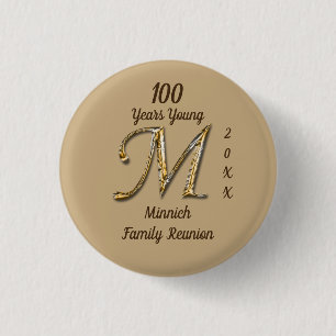 Familjeåterförening Milestone Age Brev M Monogram Knapp