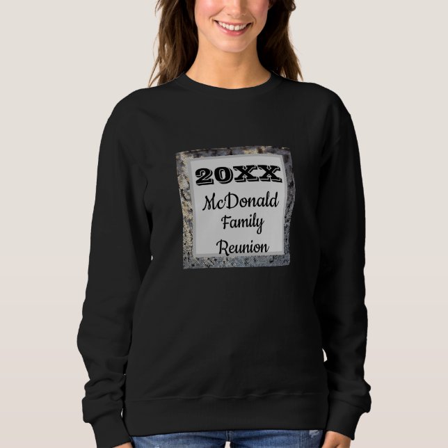 Familjeåterförening Modern Black Grått Tile Mosaic T Shirt (Framsida)
