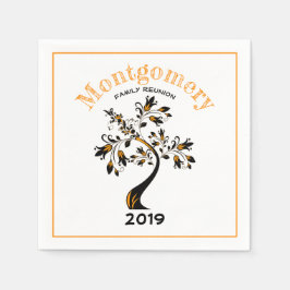 Familjeåterförening Modern Orange Blommar Black Tr Pappersservett