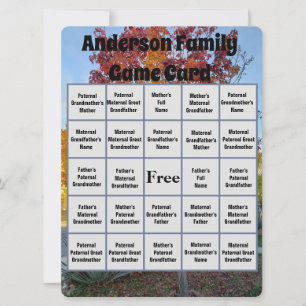 Familjeåterförening Namn Bingo Game Colorful Fall