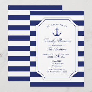 Familjeåterförening Nautical Anchor Blue Rand Inbjudningar