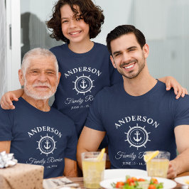 Familjeåterförening Nautical Anchor Helm Blue T Shirt