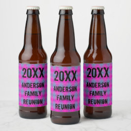 Familjeåterförening Neon Tie Dye Årlig Party Ölflaska Etikett