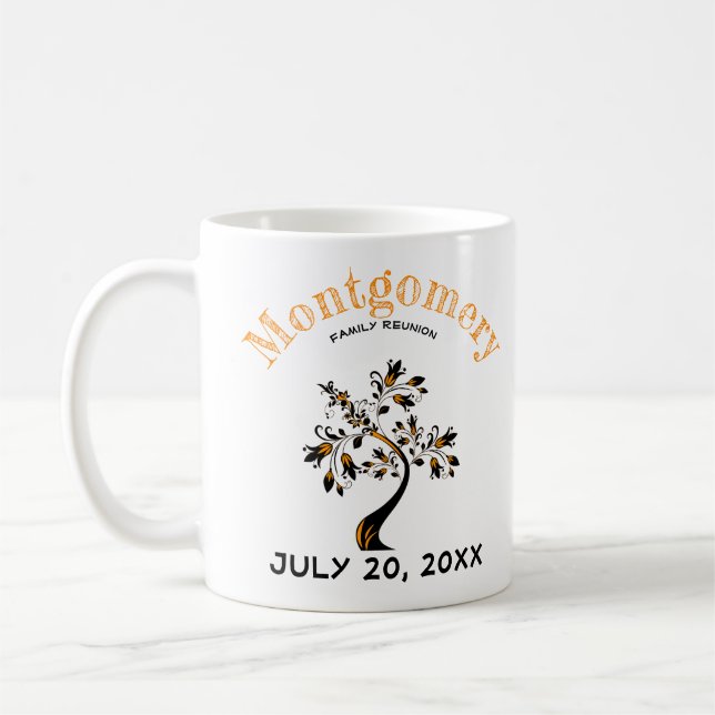 Familjeåterförening Orange Black Träd Anpassningsb Kaffemugg (Vänster)