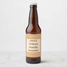 Familjeåterförening Peach och Guld Polka Dot Mönst Ölflaska Etikett