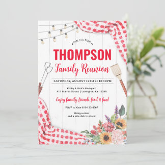 Familjeåterförening Picnic BBQ-inbjudan Inbjudningar