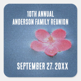 Familjeåterförening Picnic Cute Flower Yarly Gathe Fyrkantigt Klistermärke