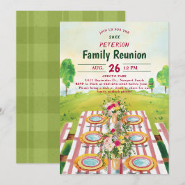 Familjeåterförening Picnic Summer Art Illustration Inbjudningar