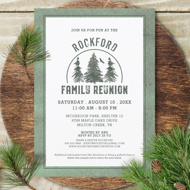 Familjeåterförening Rustic Forest Träd Inbjudningar (Skapare uppladdad)