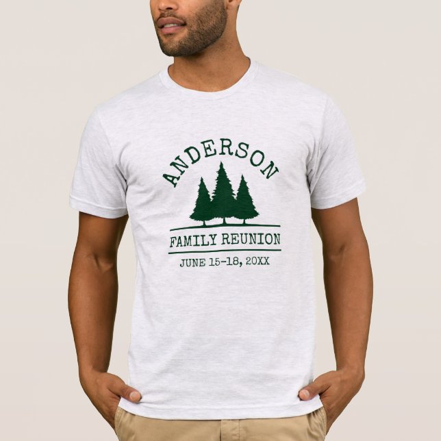Familjeåterförening Rustic Gräs Träd Grått T Shirt (Framsida)