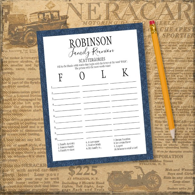 Familjeåterförening Scattergories-spel (Skapare uppladdad)