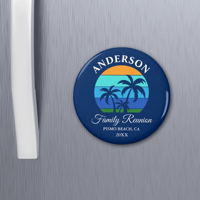 Familjeåterförening Sommar Beach Handflatan Träd B Magnet (Customize to change text size, text style or background color.)