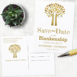 Familjeåterförening Spara datum Händer Up Träd Löv Meddelande Vykort
