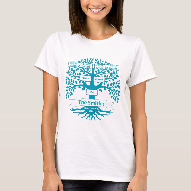 Familjeåterförening T-Shirt med Anpassningsbar Fam (Framsida)
