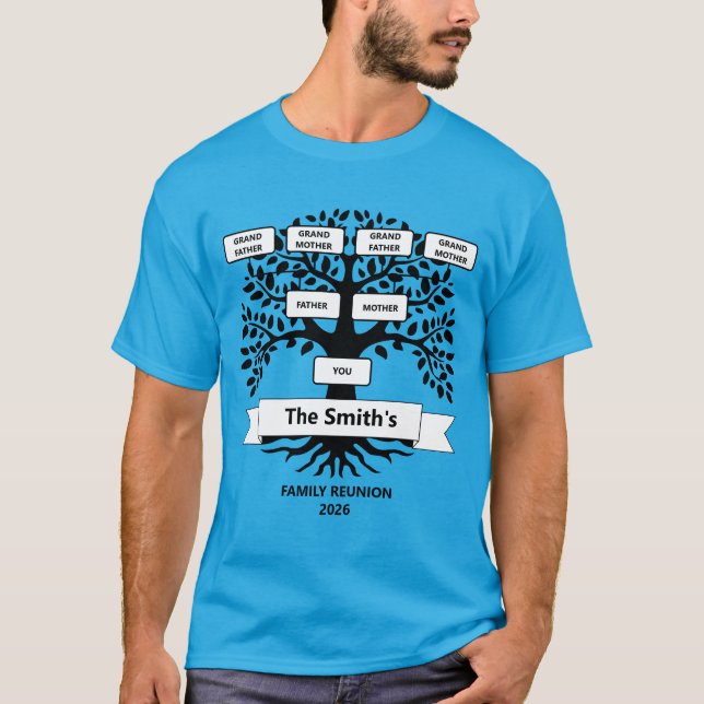 Familjeåterförening T-Shirt med Anpassningsbar Fam (Framsida)