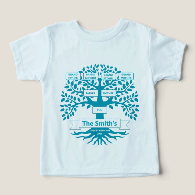 Familjeåterförening T-Shirt med Anpassningsbar Fam (Design Framsida)