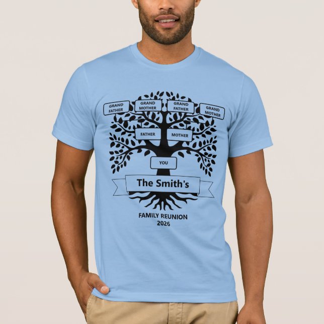 Familjeåterförening T-Shirt med Anpassningsbar Fam (Framsida)