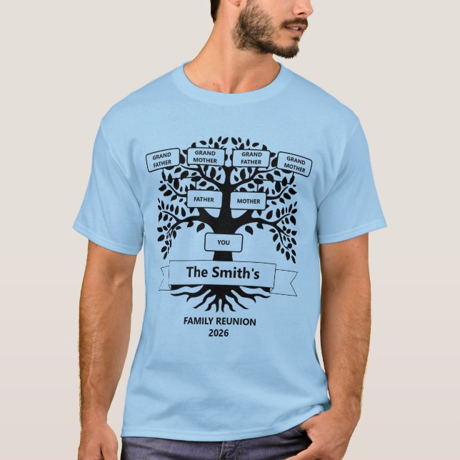 Familjeåterförening T-Shirt med Anpassningsbar Fam (Framsida)
